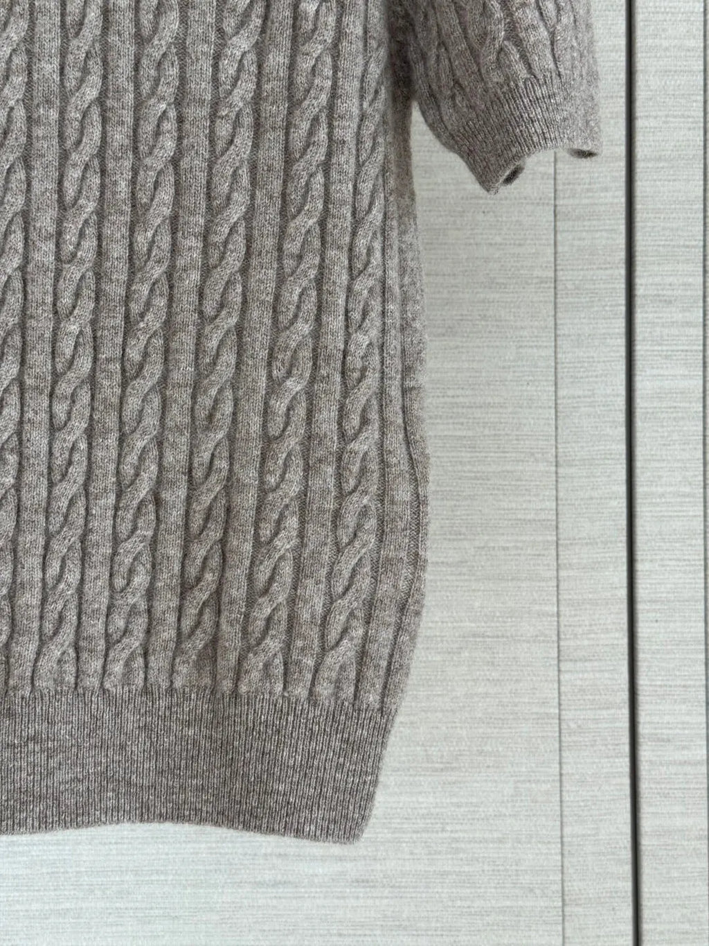 Cable Knit Denim Collar Top