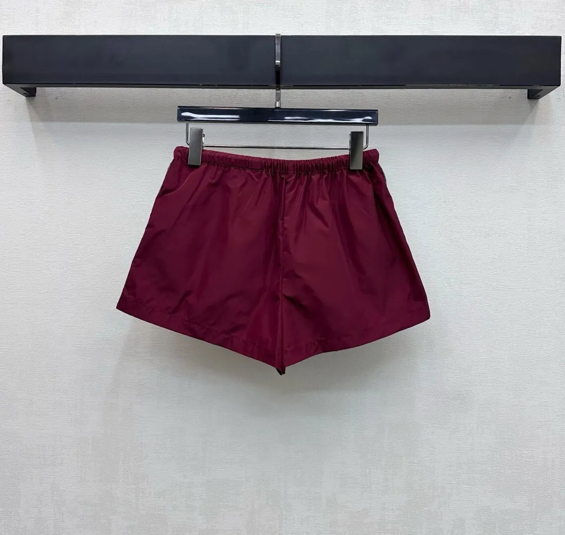 Burgundy Nylon Casual Sports Matching Set
