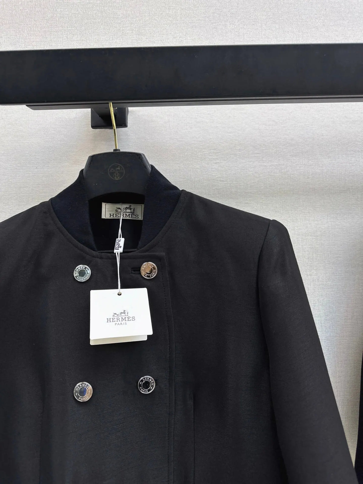 Black Stand Collar Jacket Skort Set