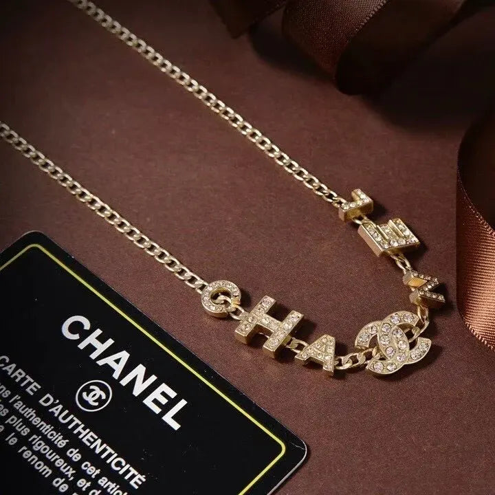 Fashionable Diamond Letter Necklace